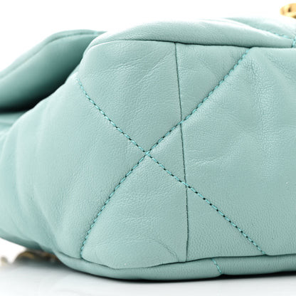Chanel Shiny Lambskin Quilted Medium Chanel 19 Flap Neon Blue 9 of 10