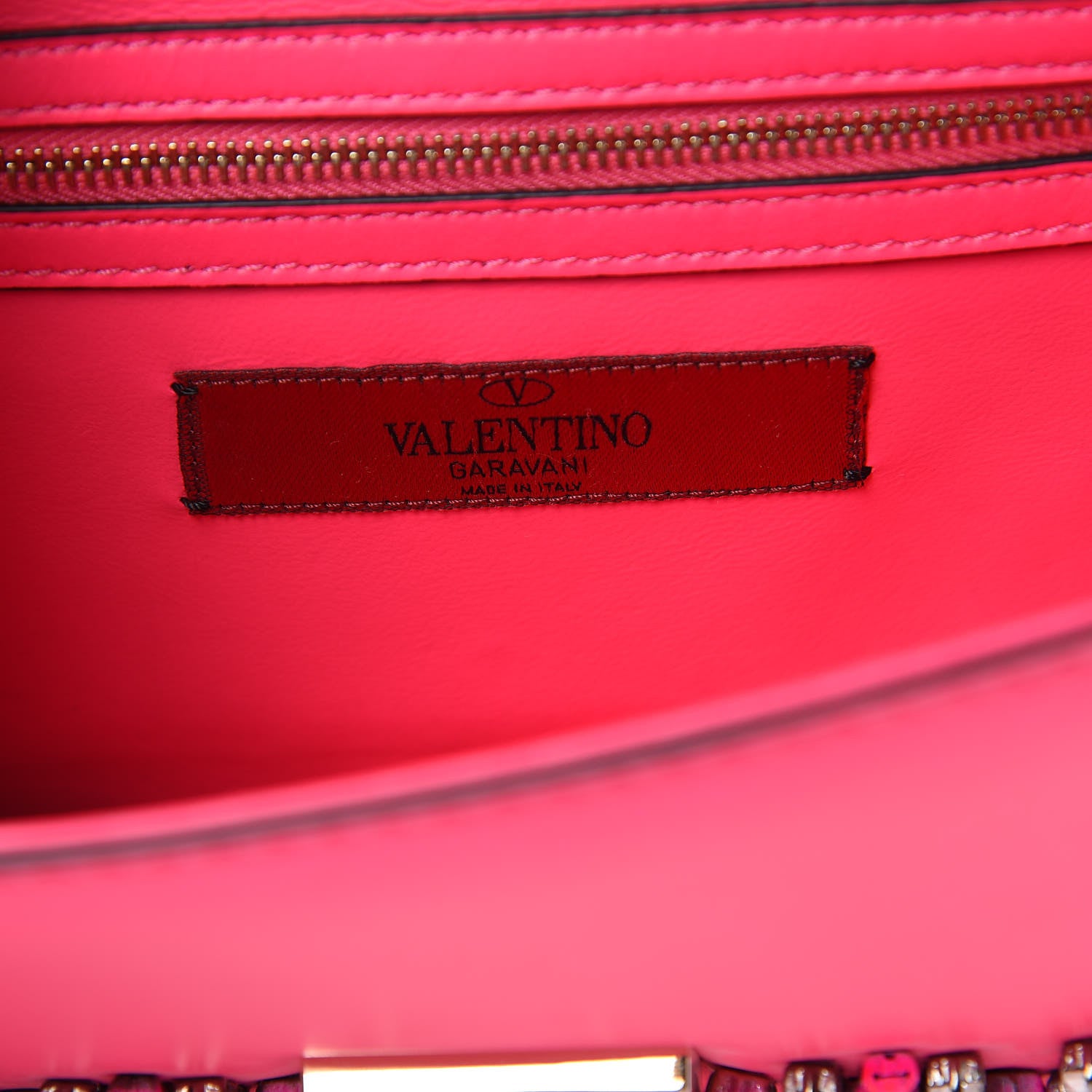 Valentino Garavani Vitello Crystal Small Glam Lock Rockstud Flap Fuxia Fluo 6 of 10