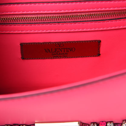 Valentino Garavani Vitello Crystal Small Glam Lock Rockstud Flap Fuxia Fluo 6 of 10