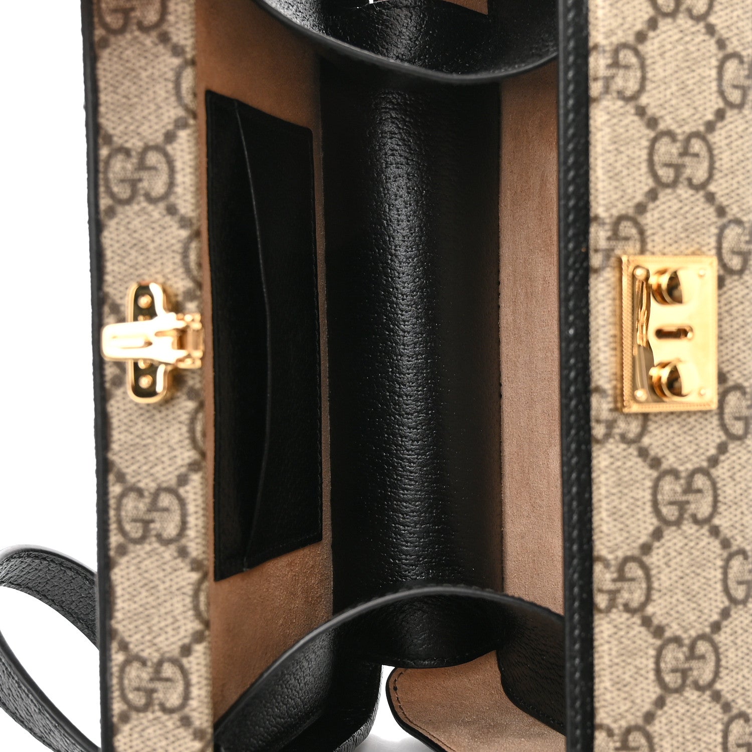 Gucci GG Supreme Monogram Textured Dollar Calfskin Mini New Basket Shoulder Bag Beige Ebony Black 5 of 11