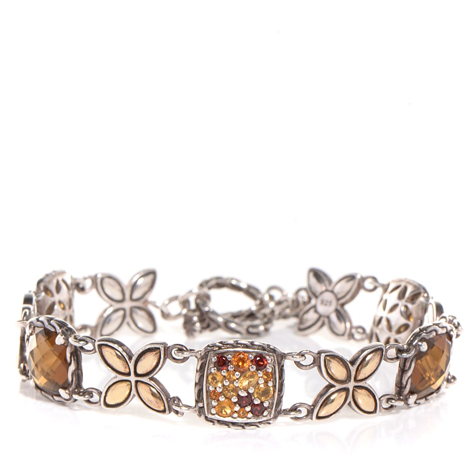 John Hardy Sterling Silver 18K Gold Citrine Garnet Sunset Batu Kawung Bracelet 1 of 6