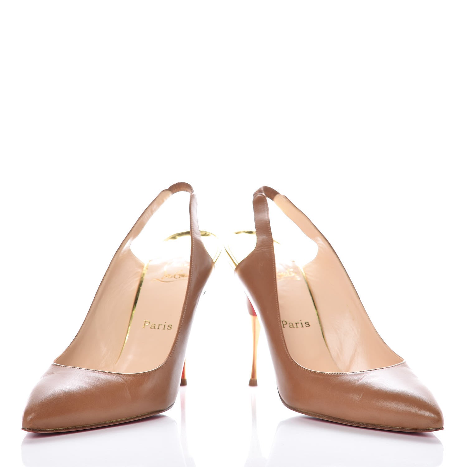 Christian Louboutin Calfskin Twistochat 100 Slingback Pumps 39 Noisette 6 of 13