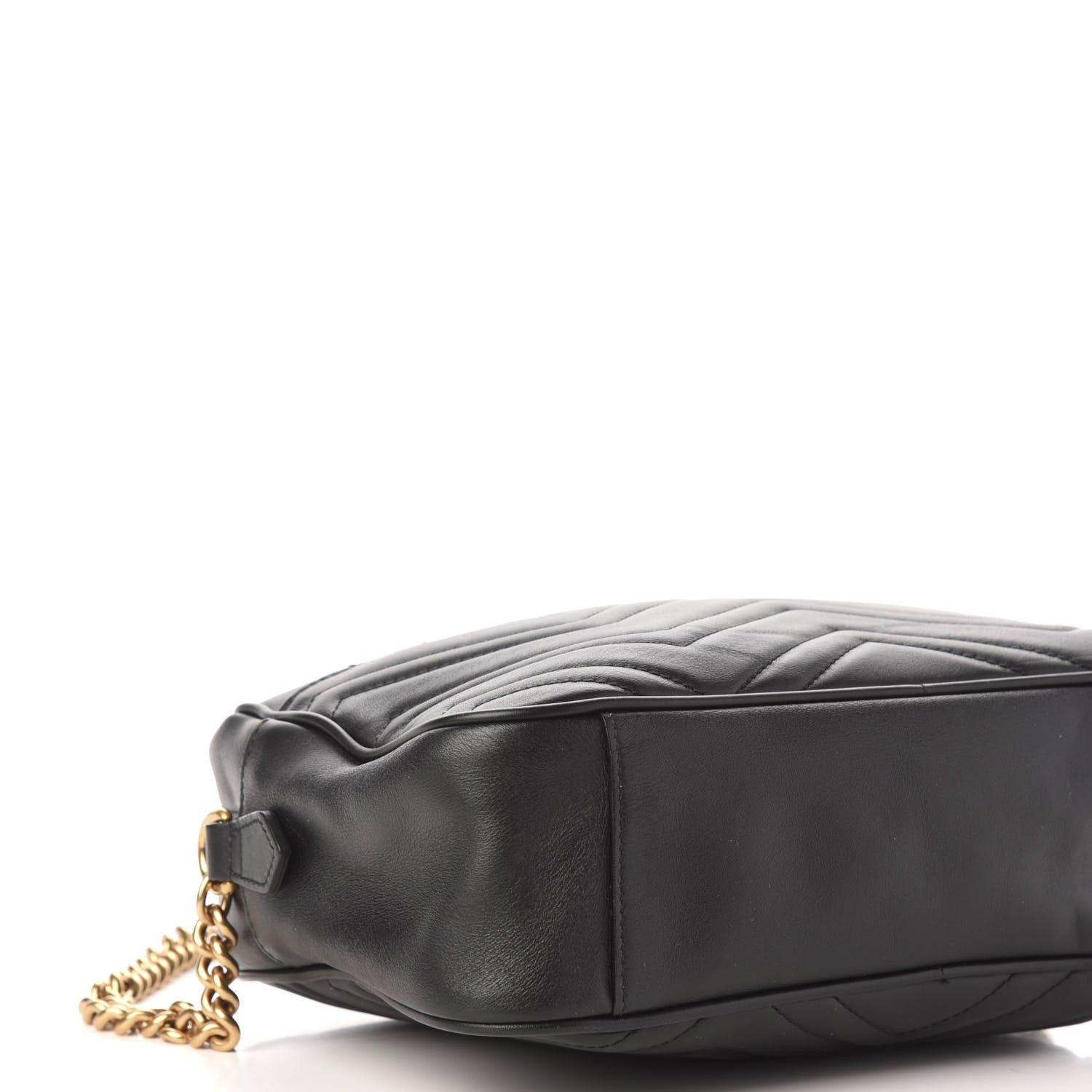 Gucci Calfskin Matelasse Medium GG Marmont Chain Shoulder Bag Black 9 of 11
