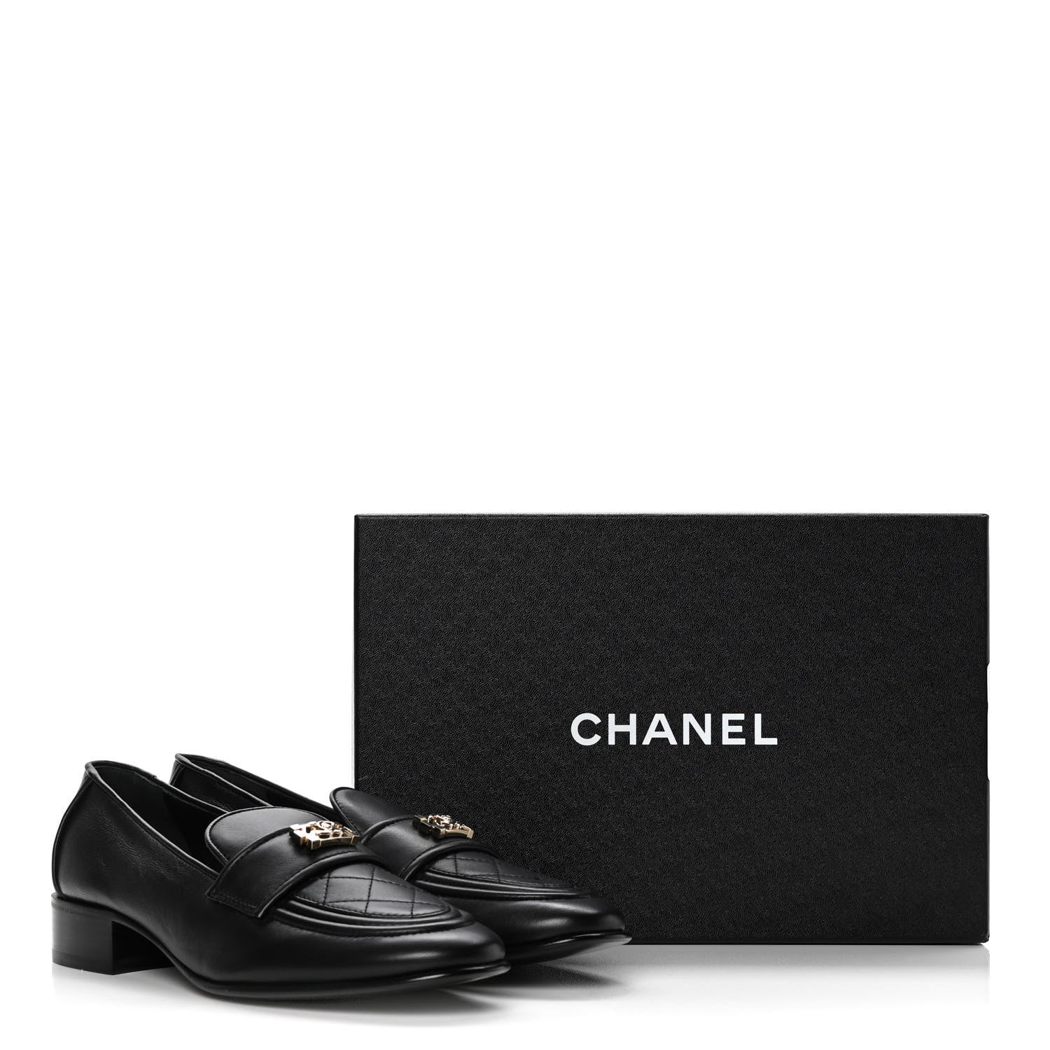 Chanel Lambskin Quilted Womens CC Loafers 39 Black 10 of 10