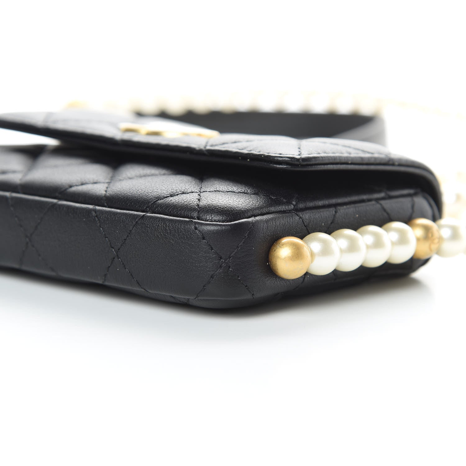 Chanel Calfskin Quilted About Pearls Card Holder Flap With Chain Black 11 of 12