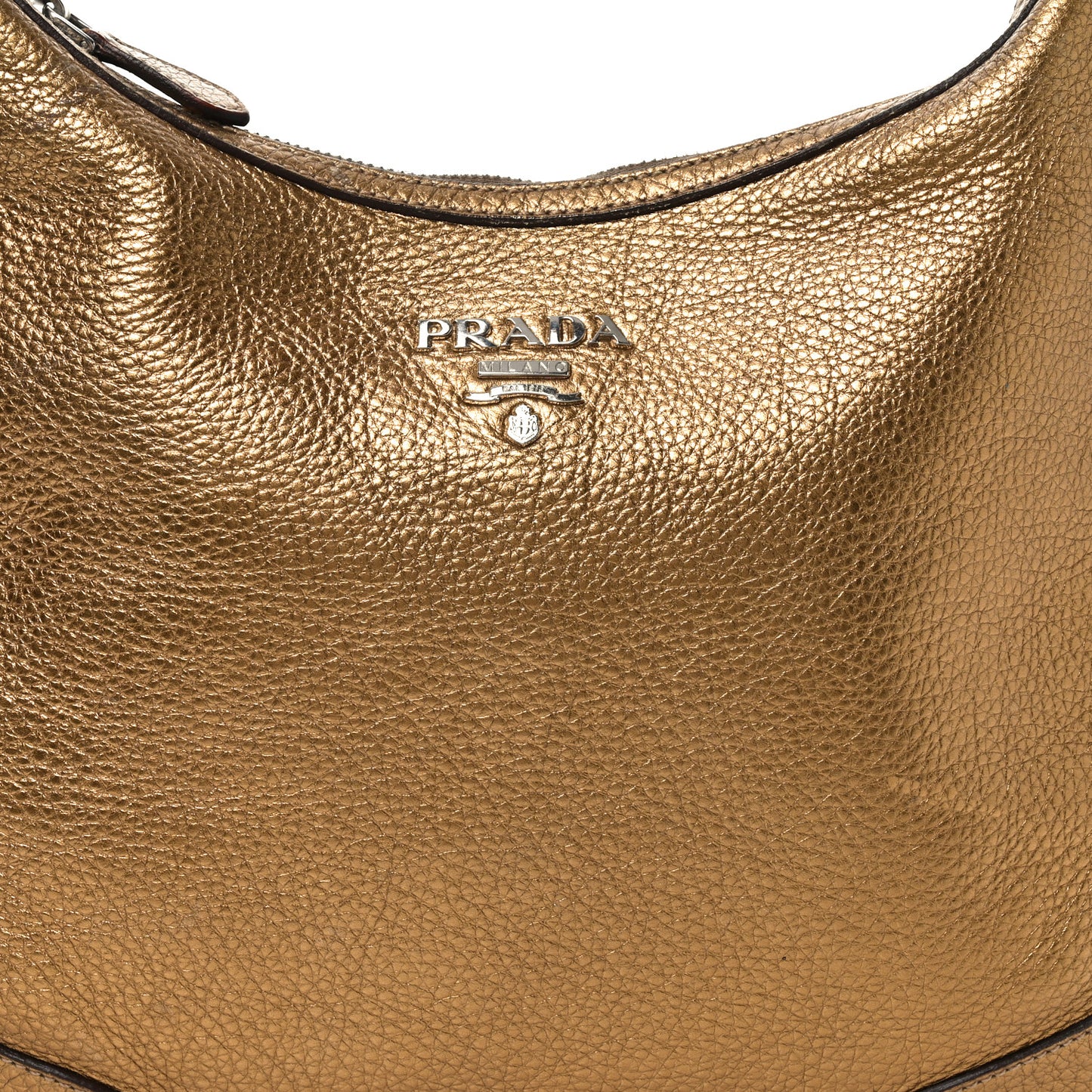 Metallic Vitello Daino Shoulder Bag Platino