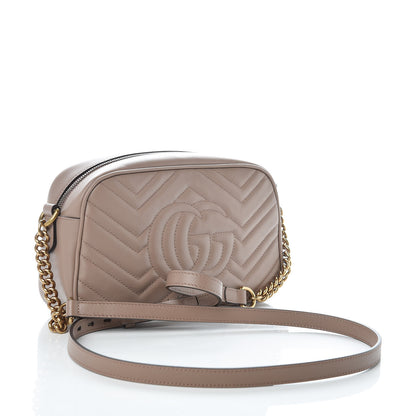 Gucci Calfskin Matelasse Small GG Marmont Chain Shoulder Bag Taupe 3 of 9