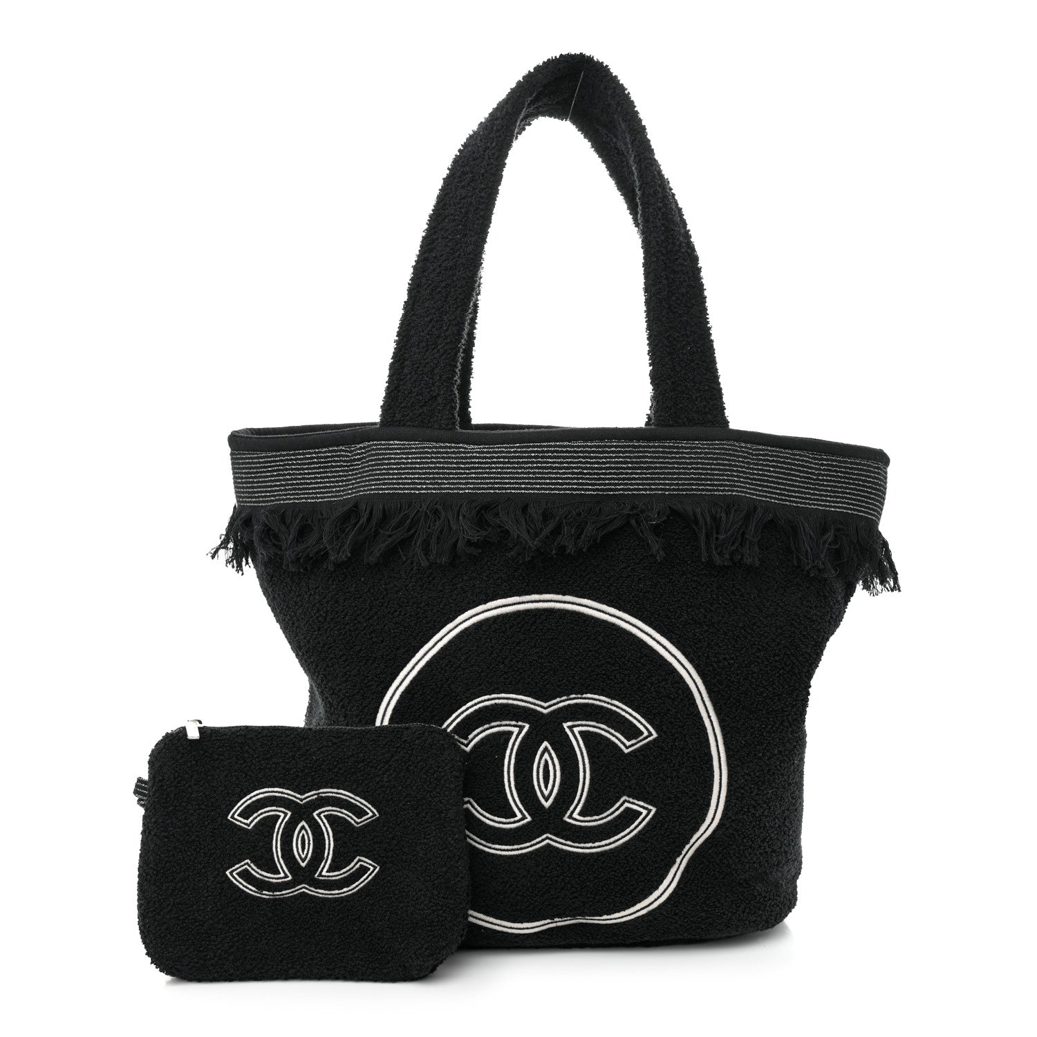 Chanel Terry Cotton CC Beach Tote Towel Set Black 3 of 13