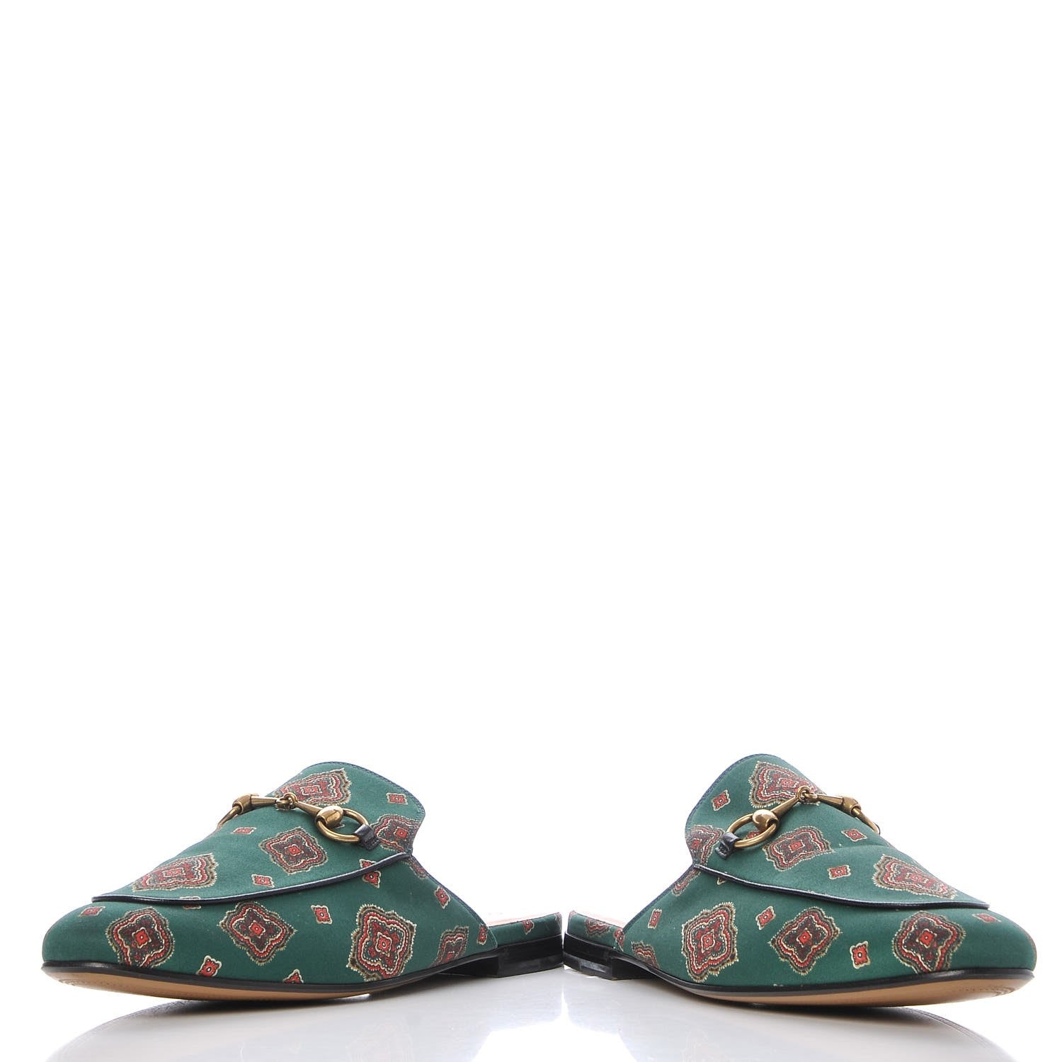 Gucci Satin Goatskin Jewel Highlands Printed Mens Princetown Slippers 8 Green 6 of 12