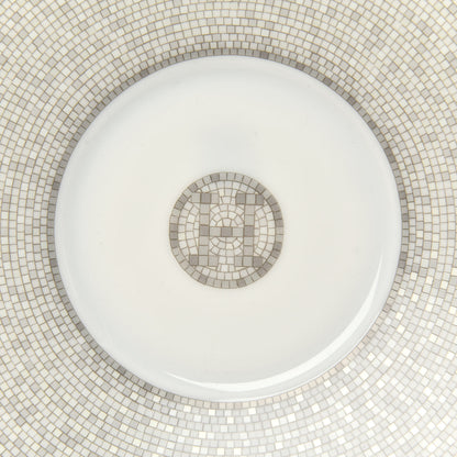 Hermes Porcelain Mosaique Au 24 Platine Tea Cup And Saucer Set Of 2 Platinum 3 of 7