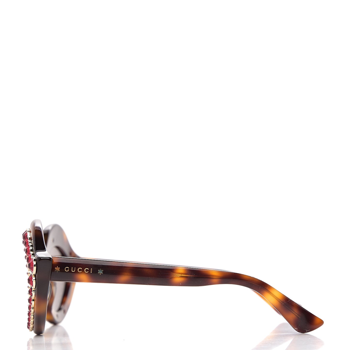 Acetate Crystal Studded Cat Eye Sunglasses GG0045S Tortoise