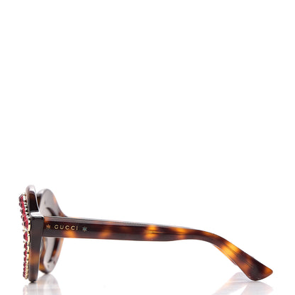 Gucci Acetate Crystal Studded Cat Eye Sunglasses GG0045S Tortoise 3 of 8