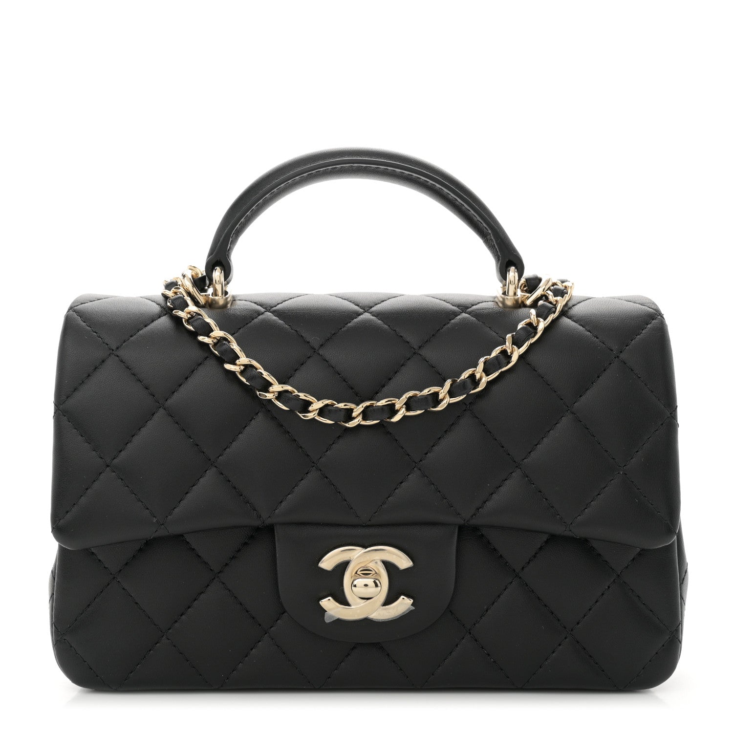 Chanel Lambskin Quilted Mini Top Handle Rectangular Flap Black 1 of 11