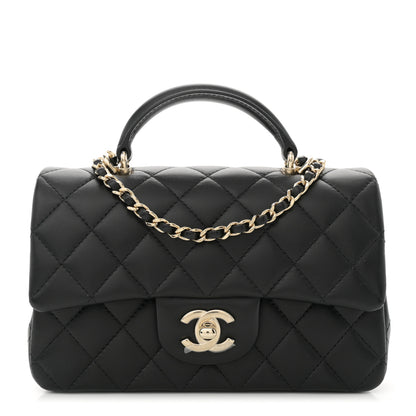 Chanel Lambskin Quilted Mini Top Handle Rectangular Flap Black 1 of 11