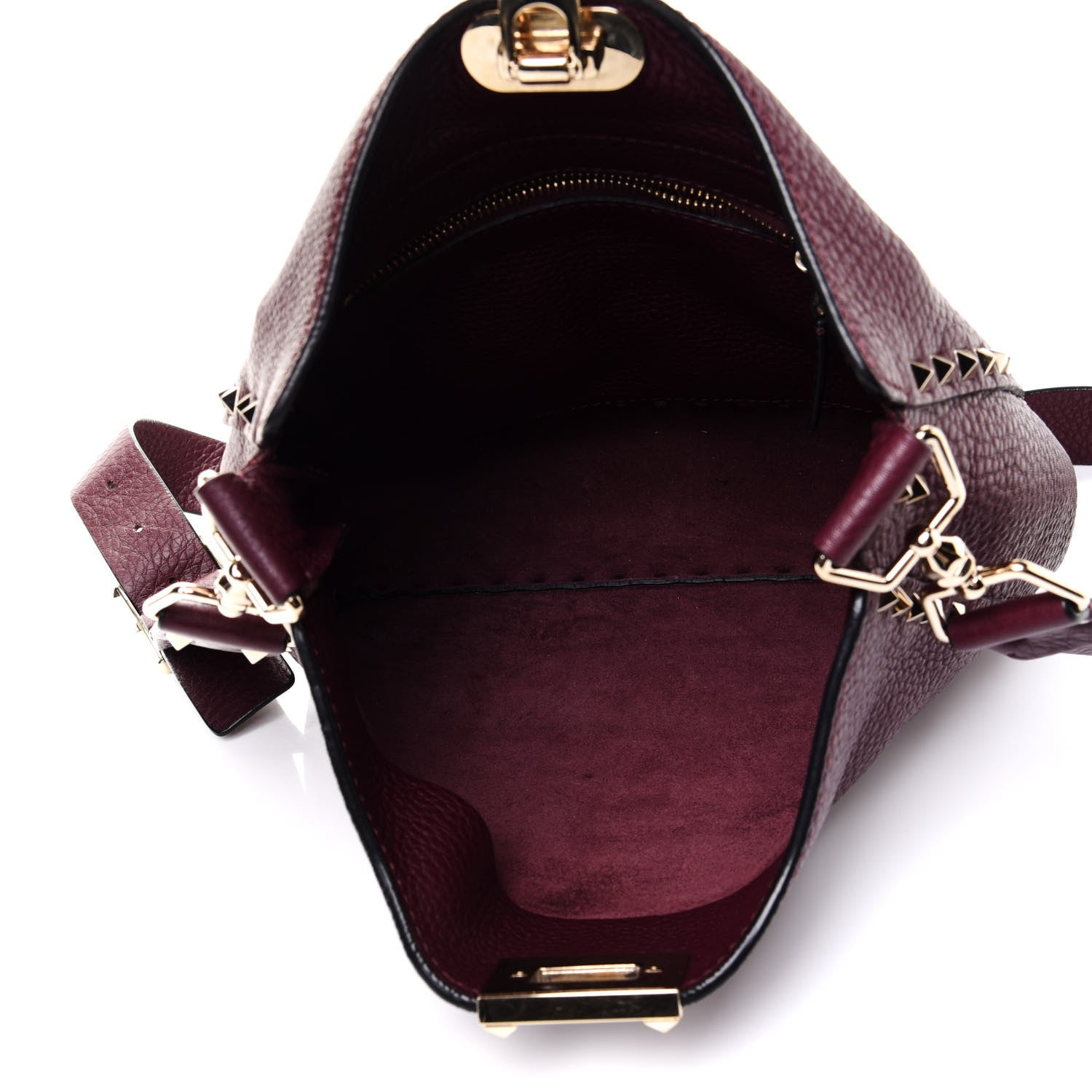 Valentino Garavani Pebbled Calfskin Small Rockstud Flip-Lock Messenger Bag Vinaccia 4 of 10