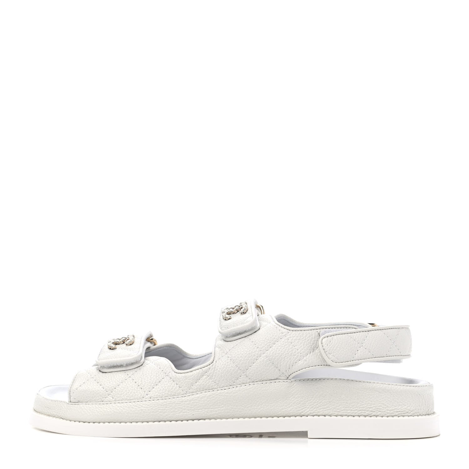 Chanel Grained Calfskin Velcro Dad Sandals 39 White 1 of 4
