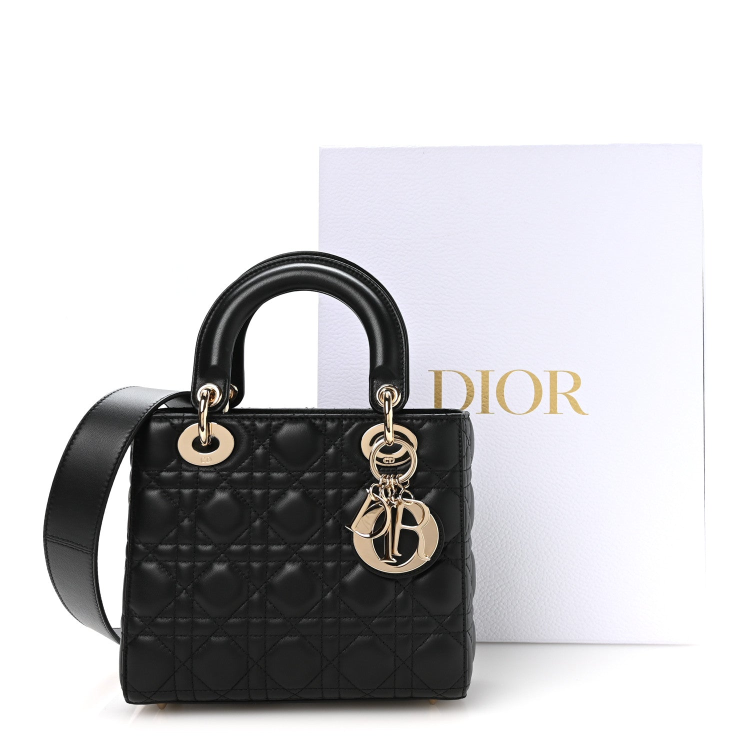 Christian Dior Lambskin Cannage Small My ABCDior Lady Dior Black