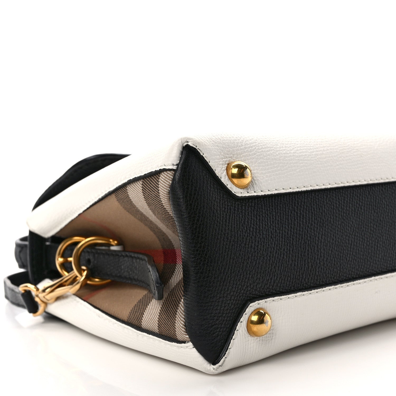 Burberry Derby Calfskin House Check Small Camberley Chalk White Black 8 of 10