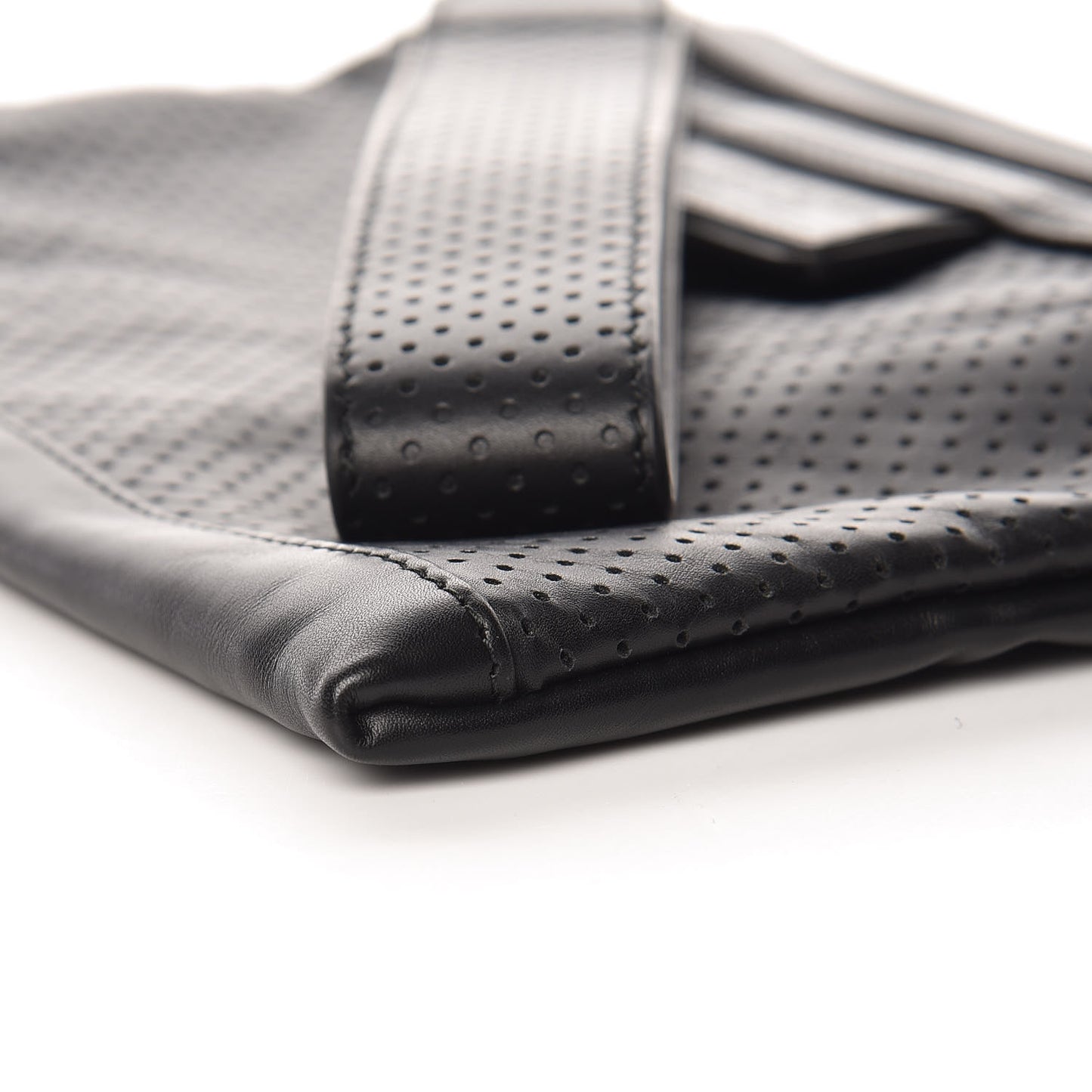 Perforated Leggero Calfskin Pouch Black