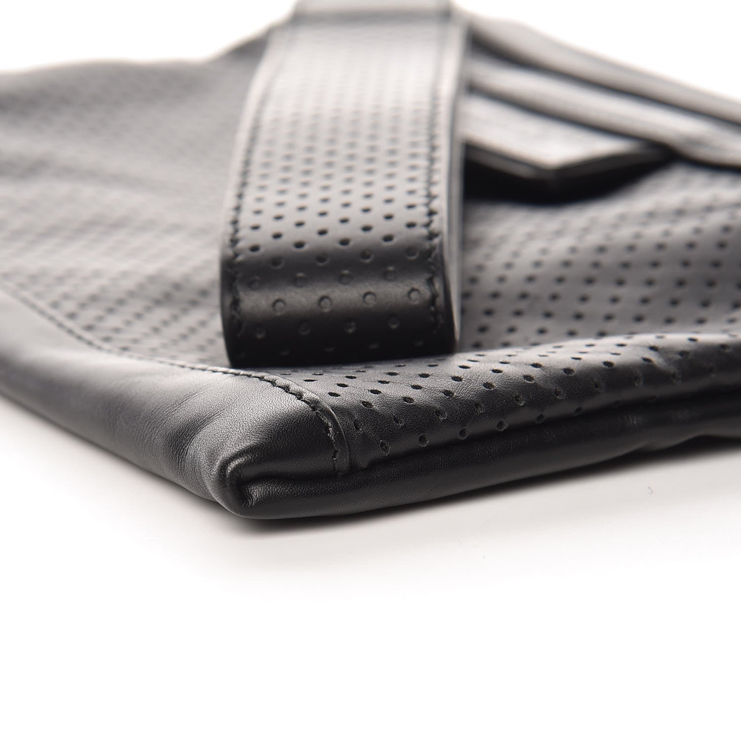 Bottega Veneta Perforated Leggero Calfskin Pouch Black 9 of 9