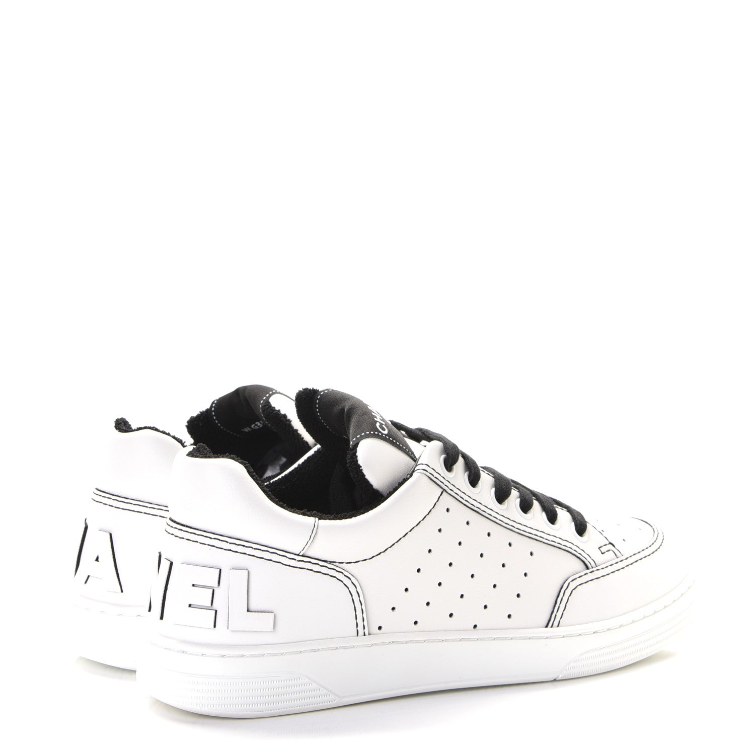 Chanel Calfskin Womens Logo Sneakers 38.5 White Black 4 of 7