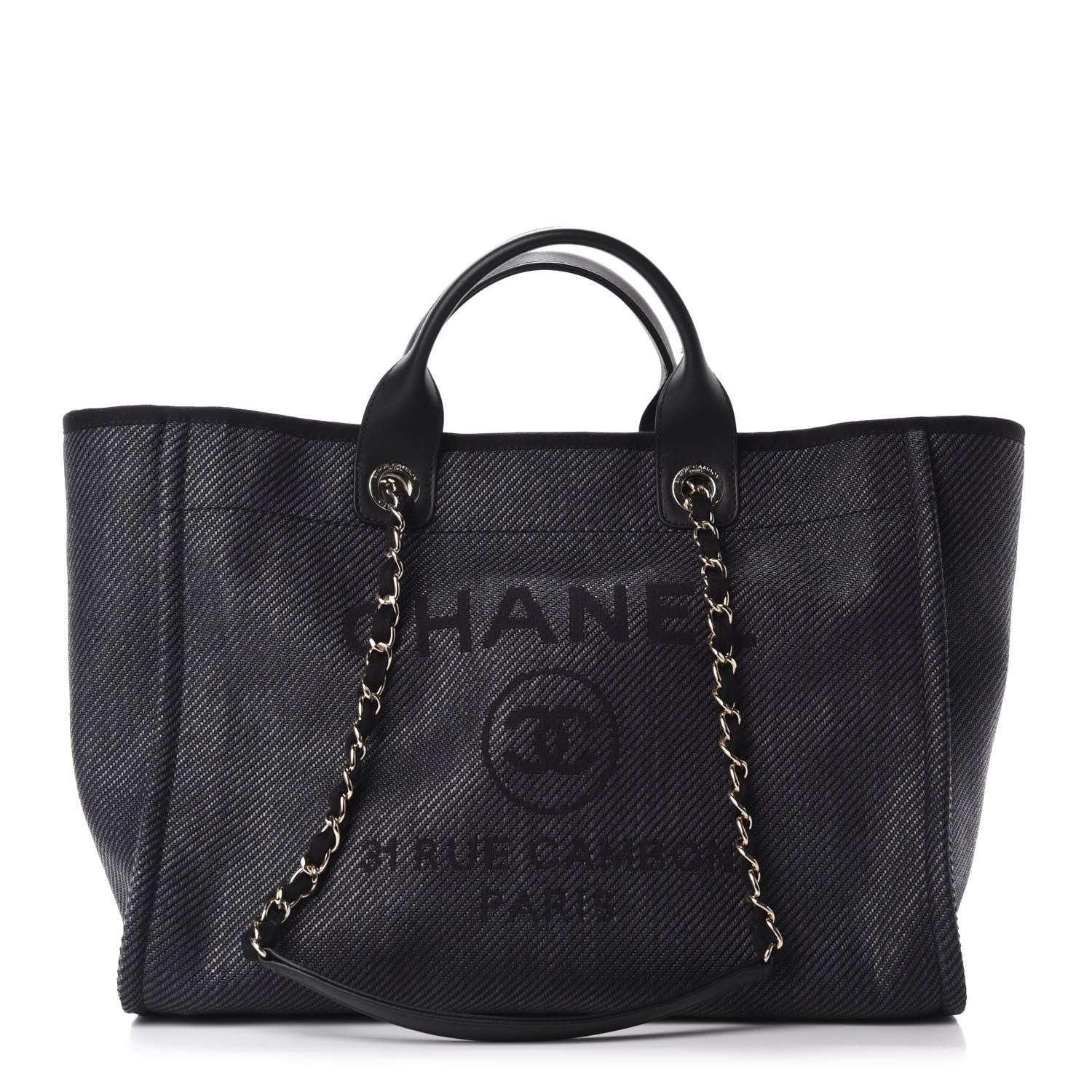 Chanel Mixed Fibers Calfskin Medium Deauville Tote Black 1 of 13