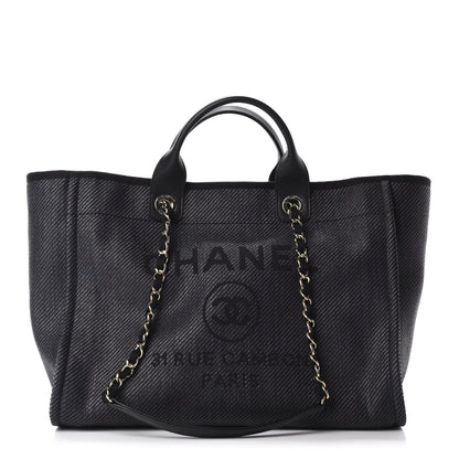 Chanel Mixed Fibers Calfskin Medium Deauville Tote Black 1 of 13
