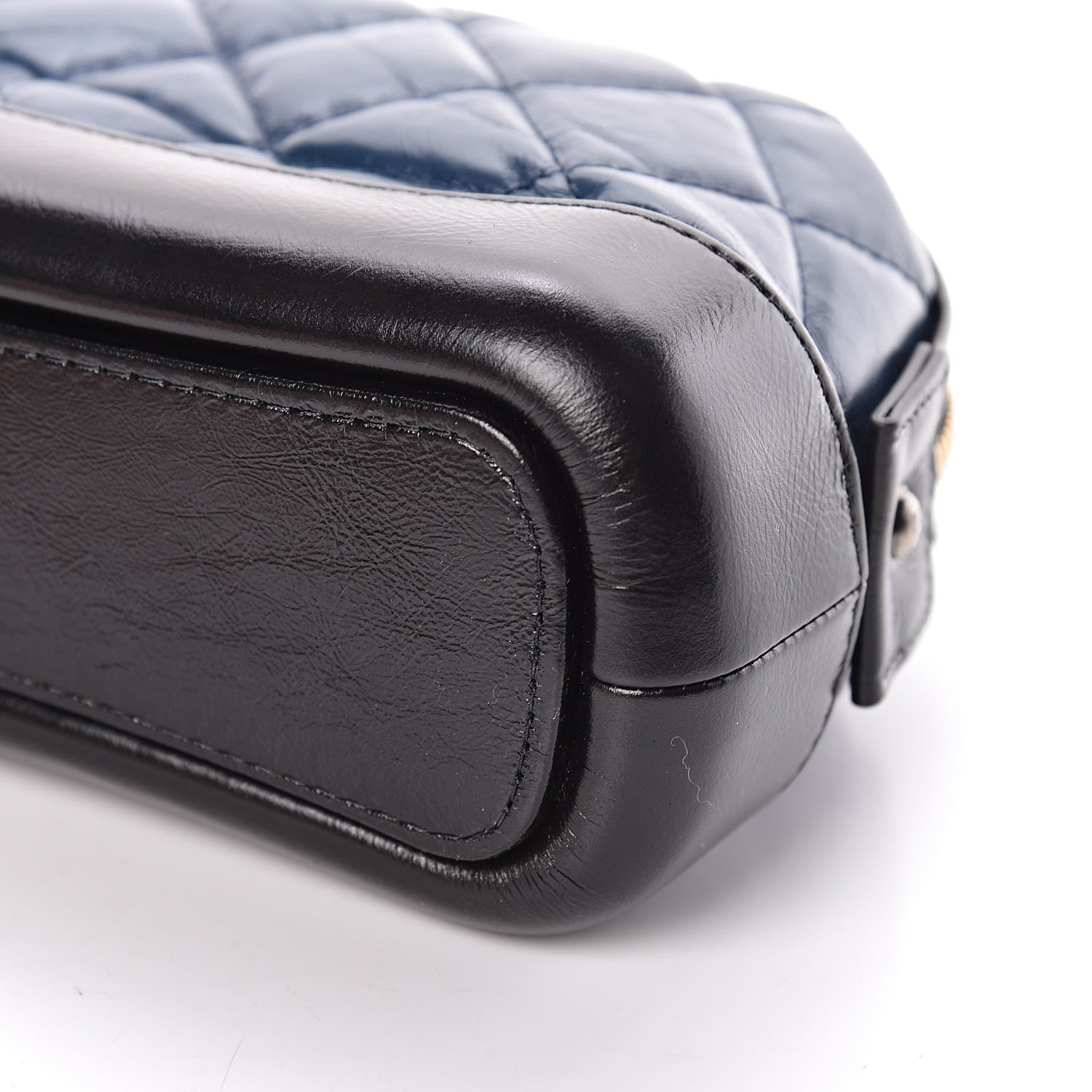 Chanel Aged Calfskin Quilted Gabrielle Classic Pouch Blue Black 9 of 9