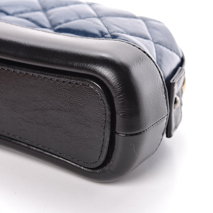 Chanel Aged Calfskin Quilted Gabrielle Classic Pouch Blue Black 9 of 9