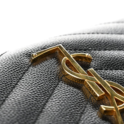 Saint Laurent Grain De Poudre Matelasse Chevron Monogram Zip Around Wallet Black 9 of 9