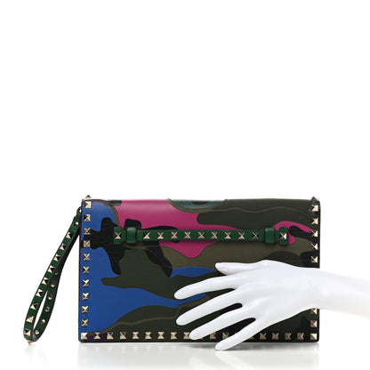 Valentino Garavani Nappa Canvas Camouflage Rockstud Wristlet Clutch Multicolor 2 of 7