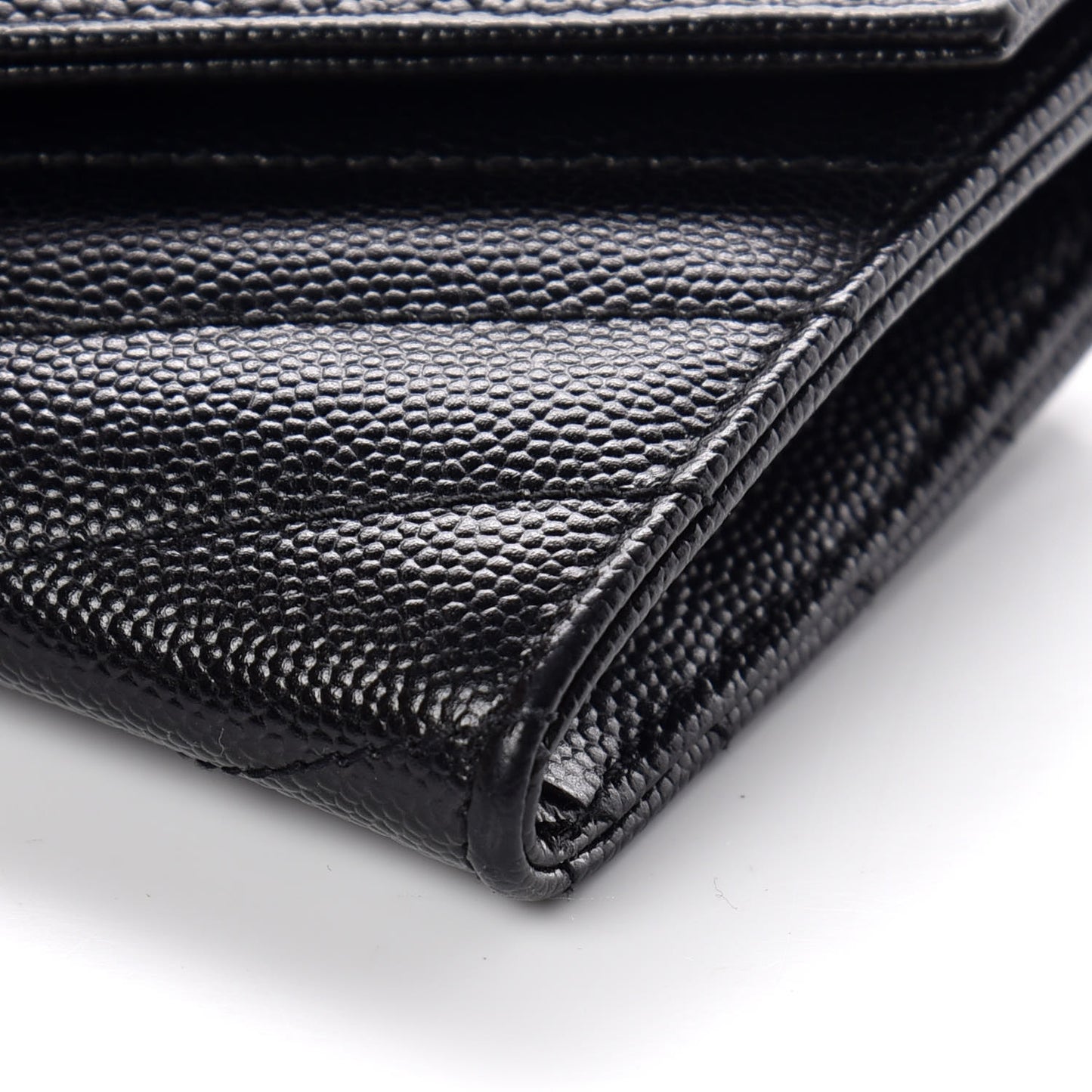 Grain De Poudre Matelasse Chevron Small Monogram Envelope Wallet Black