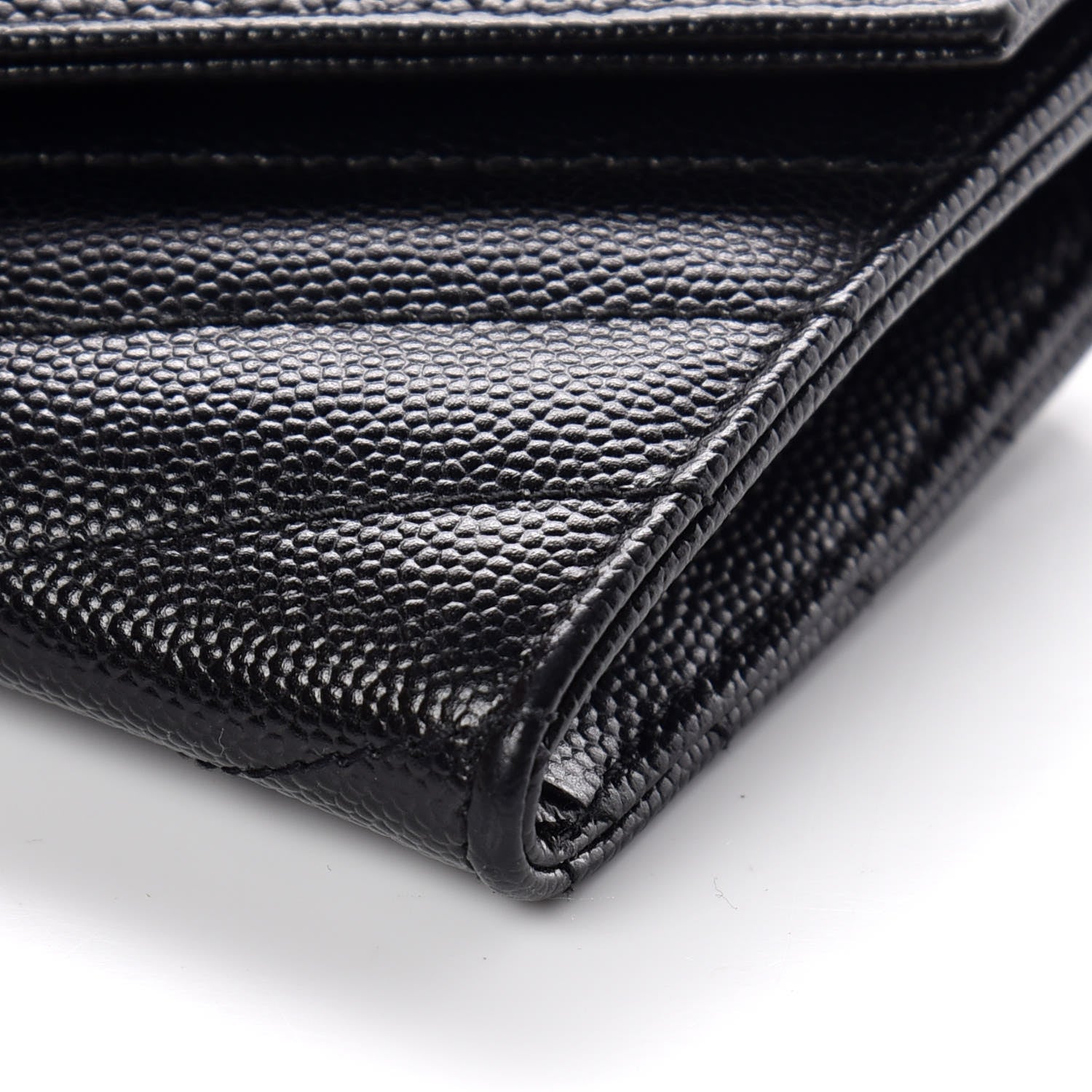Saint Laurent Grain De Poudre Matelasse Chevron Small Monogram Envelope Wallet Black 6 of 9