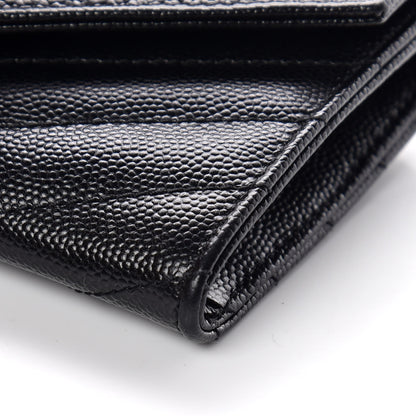 Saint Laurent Grain De Poudre Matelasse Chevron Small Monogram Envelope Wallet Black 6 of 9