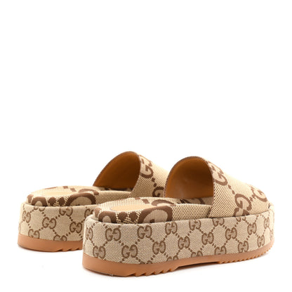 Gucci Monogram Maxi GG Angelina Platform 55mm Slide Sandals 36 Camel Ebony 5 of 10