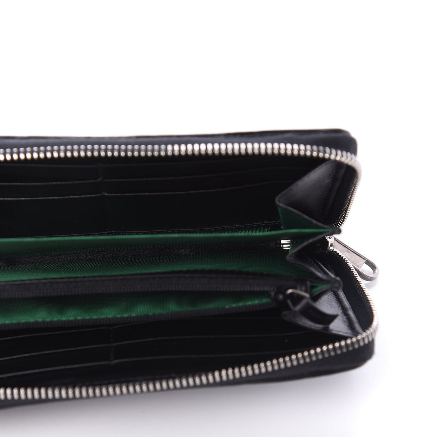 Calfskin G Rhombus Quilted Zip Around Wallet Black