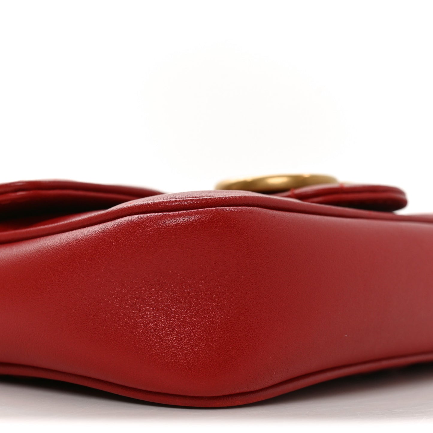 Calfskin Matelasse Super Mini GG Marmont Shoulder Bag Hibiscus Red