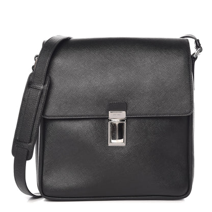 Prada Saffiano Messenger Satchel Black 1 of 15