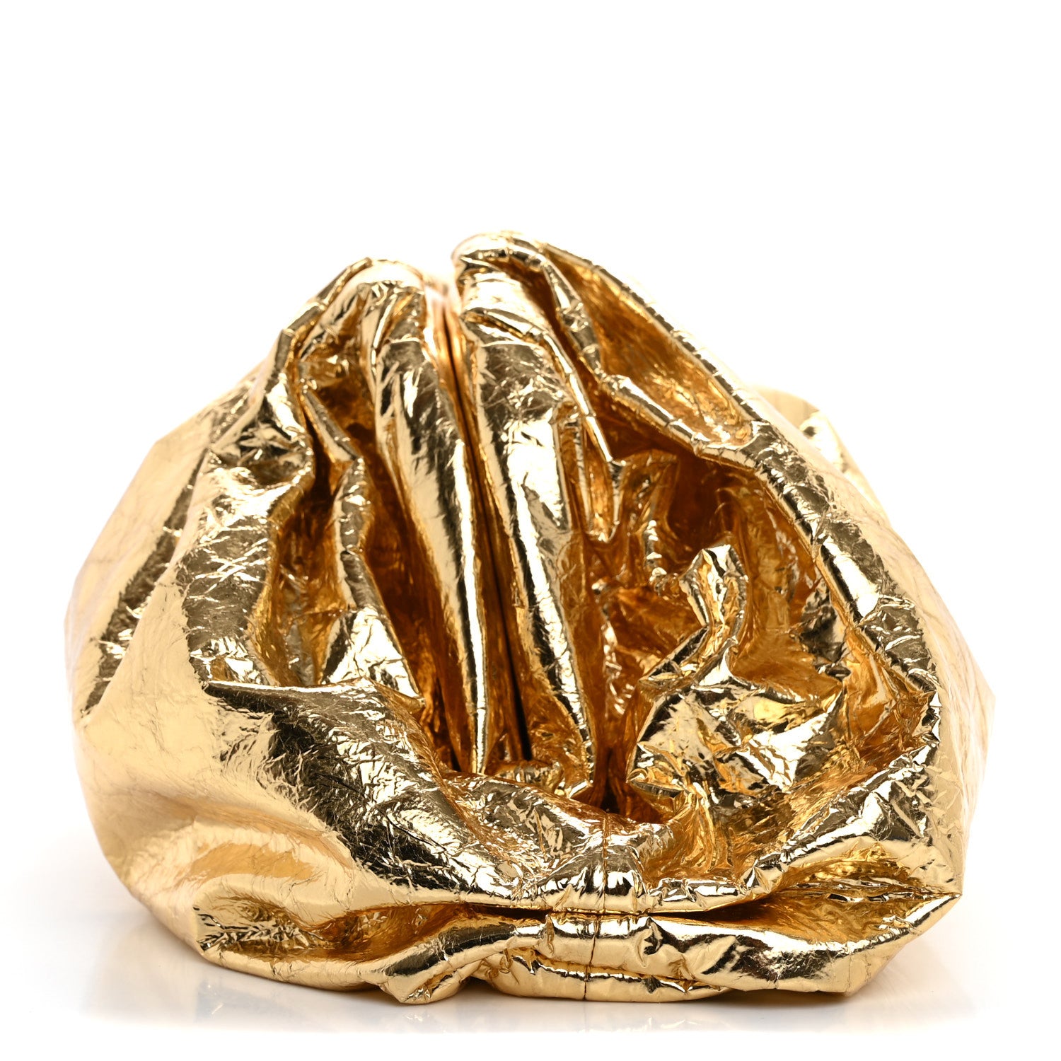 Bottega Veneta Metallic Crinkled Lambskin The Pouch Oversized Clutch Oro 11 of 11