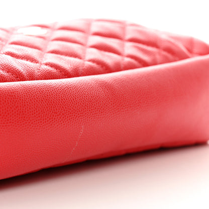Chanel Caviar Quilted Double Zip Pouch Red 8 of 9