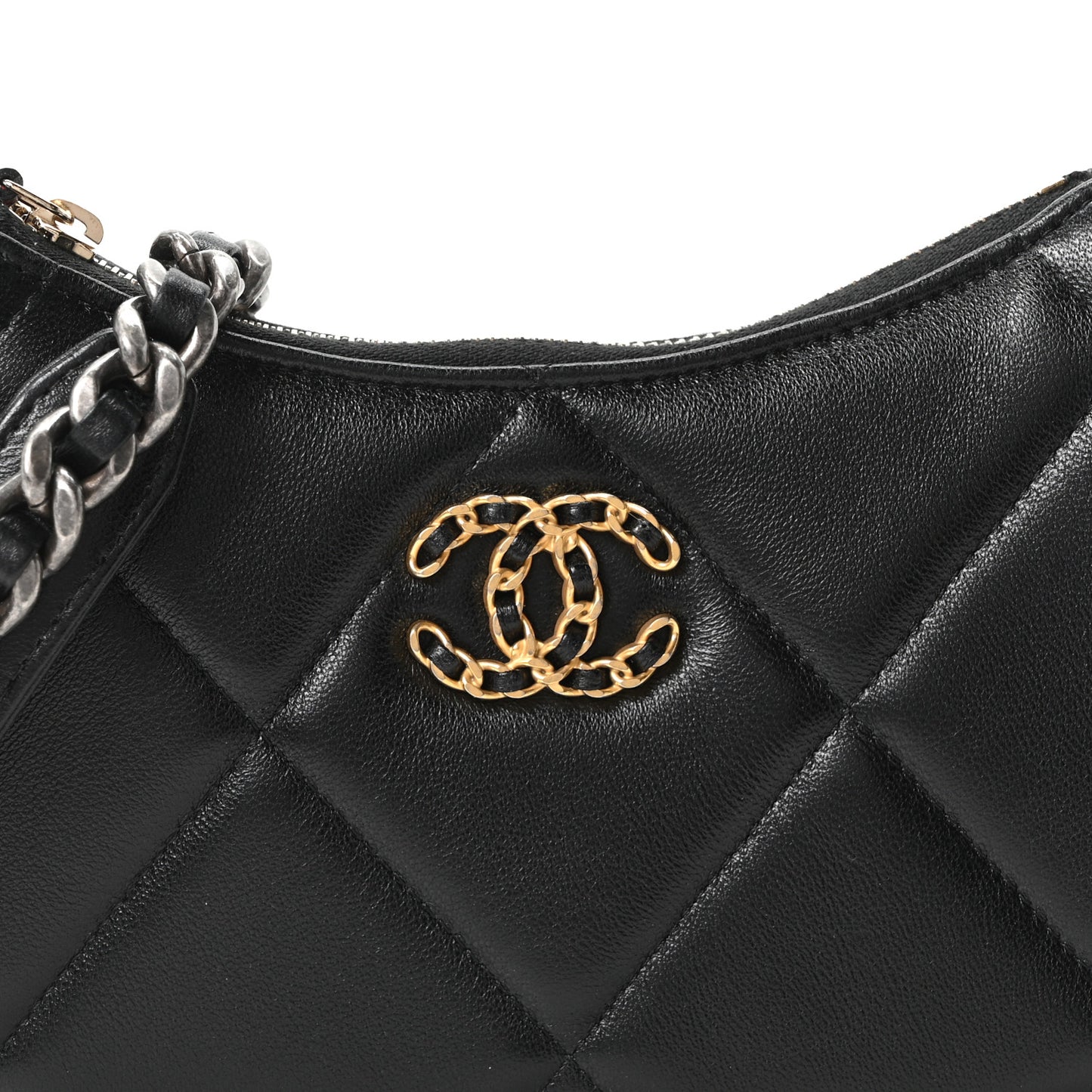 Lambskin Quilted Chanel 19 Hobo Clutch With Chain Black