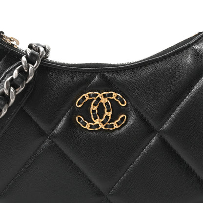 Chanel Lambskin Quilted Chanel 19 Hobo Clutch With Chain Black 8 of 11