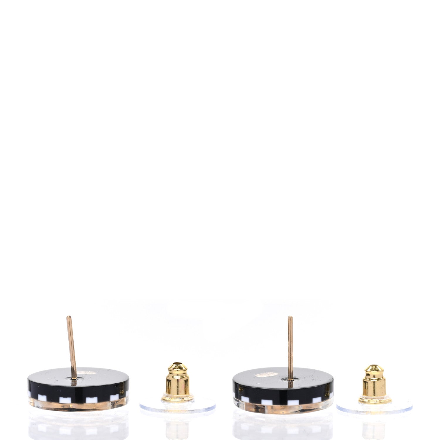 Chanel Resin Crystal CC Earrings Black White 4 of 5