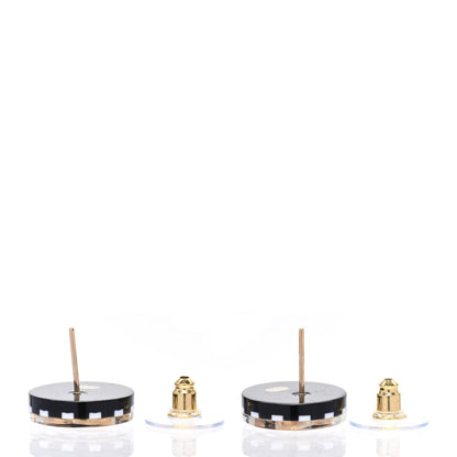 Chanel Resin Crystal CC Earrings Black White 4 of 5