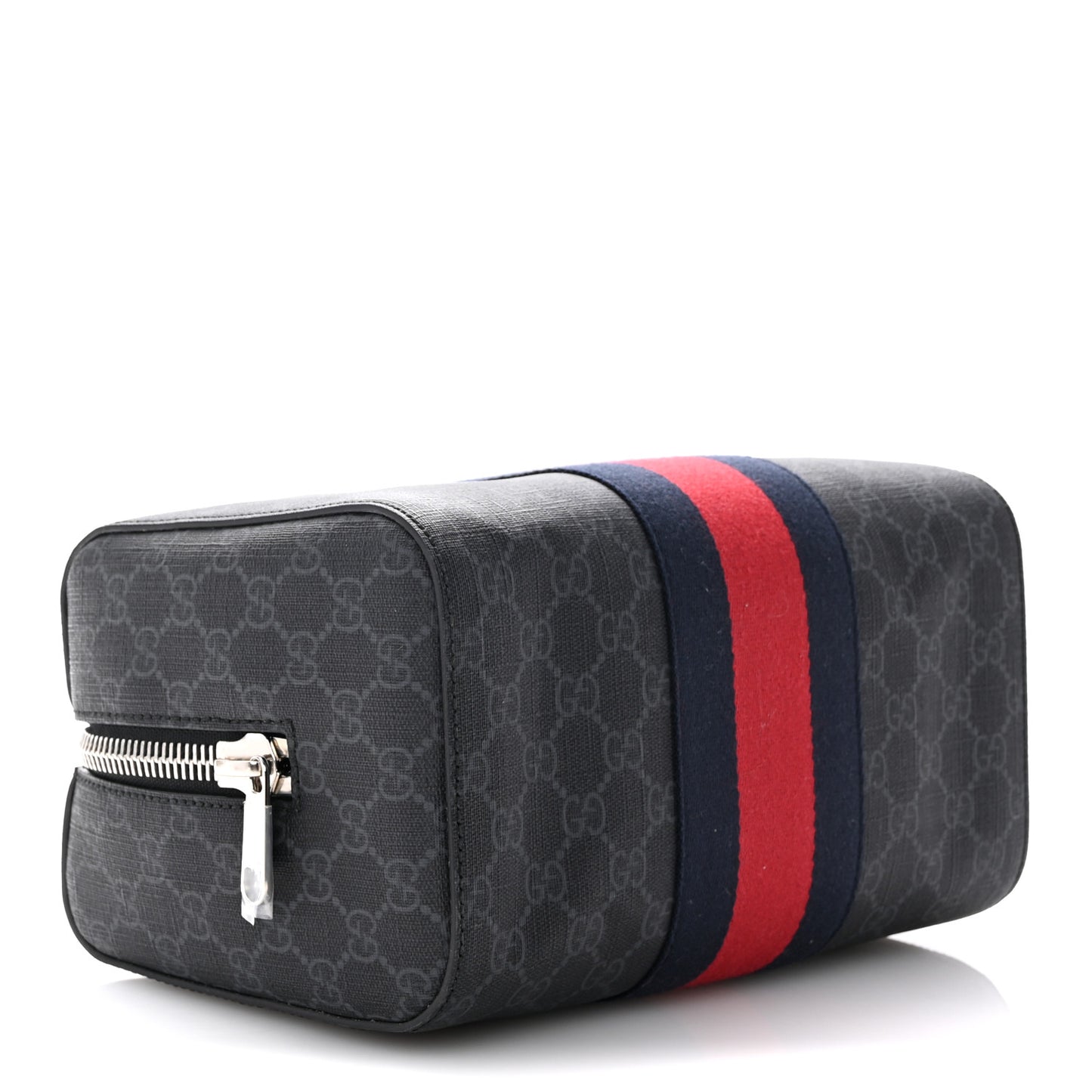 GG Supreme Monogram Web Toiletry Case Black Grey
