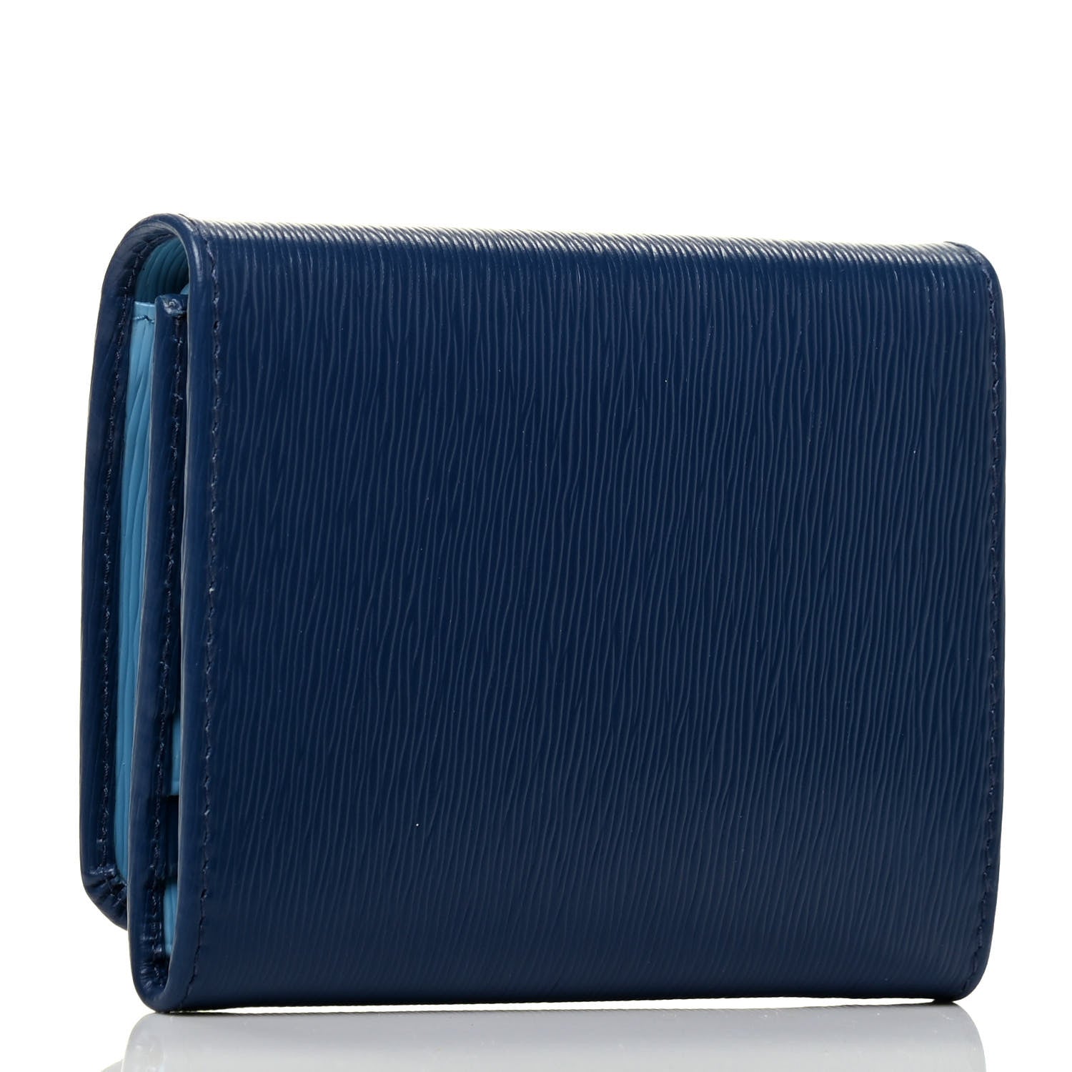 Prada Vitello Move Bi-Color Tri-Fold Compact Wallet Bluette Astrale 3 of 6