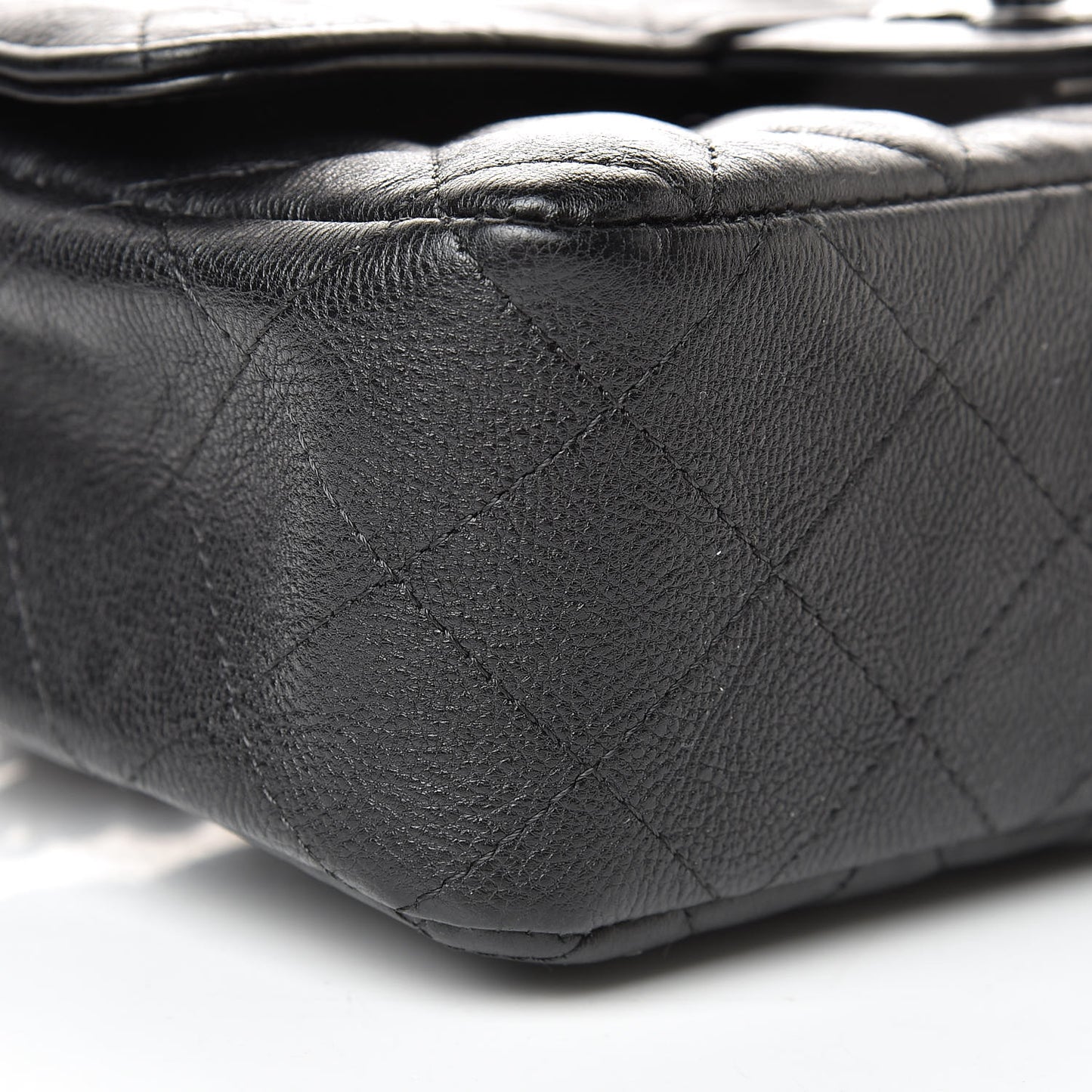 Crumpled Calfskin Quilted Mini Rectangular Flap So Black