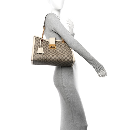 Gucci GG Supreme Monogram Medium Padlock Tote White 2 of 11
