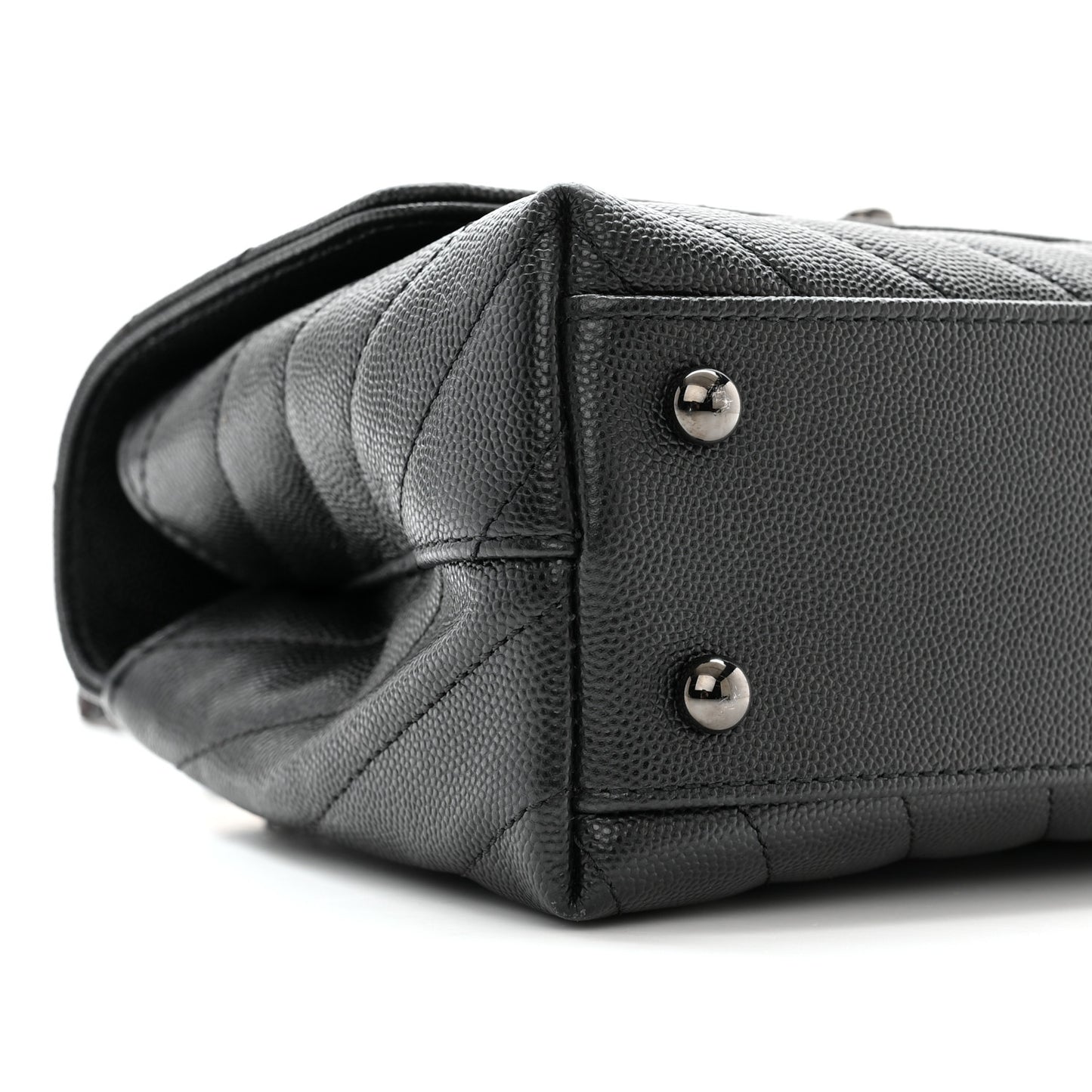 Caviar Chevron Quilted Mini Coco Handle Flap So Black