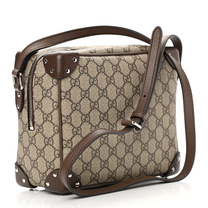 Gucci GG Supreme Monogram Textured Calfskin Square Messenger Bag Beige Ebony New Acero 3 of 11